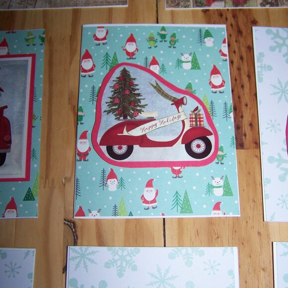 Handmade Set of 12 Vtg Transport Christmas Cards - Picture 9 of 13